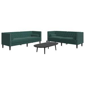 VidaXL 2-delige Loungeset Chesterfield en bolsters fluweel donkergroen