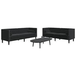 VidaXL 2-delige Loungeset Chesterfield met bolsters fluweel zwart