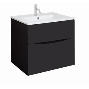 Crosswater Glide II Wastafelonderkast - 60x45x52cm - 2 lades - greeploos - Black Matt GL6000D2BM