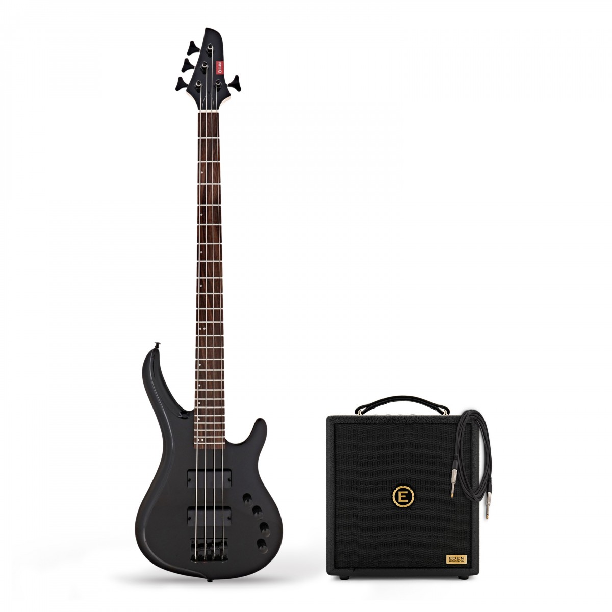 G4M 878 Bass Guitar All Black & Eden Orbiter 8 Combo Amp