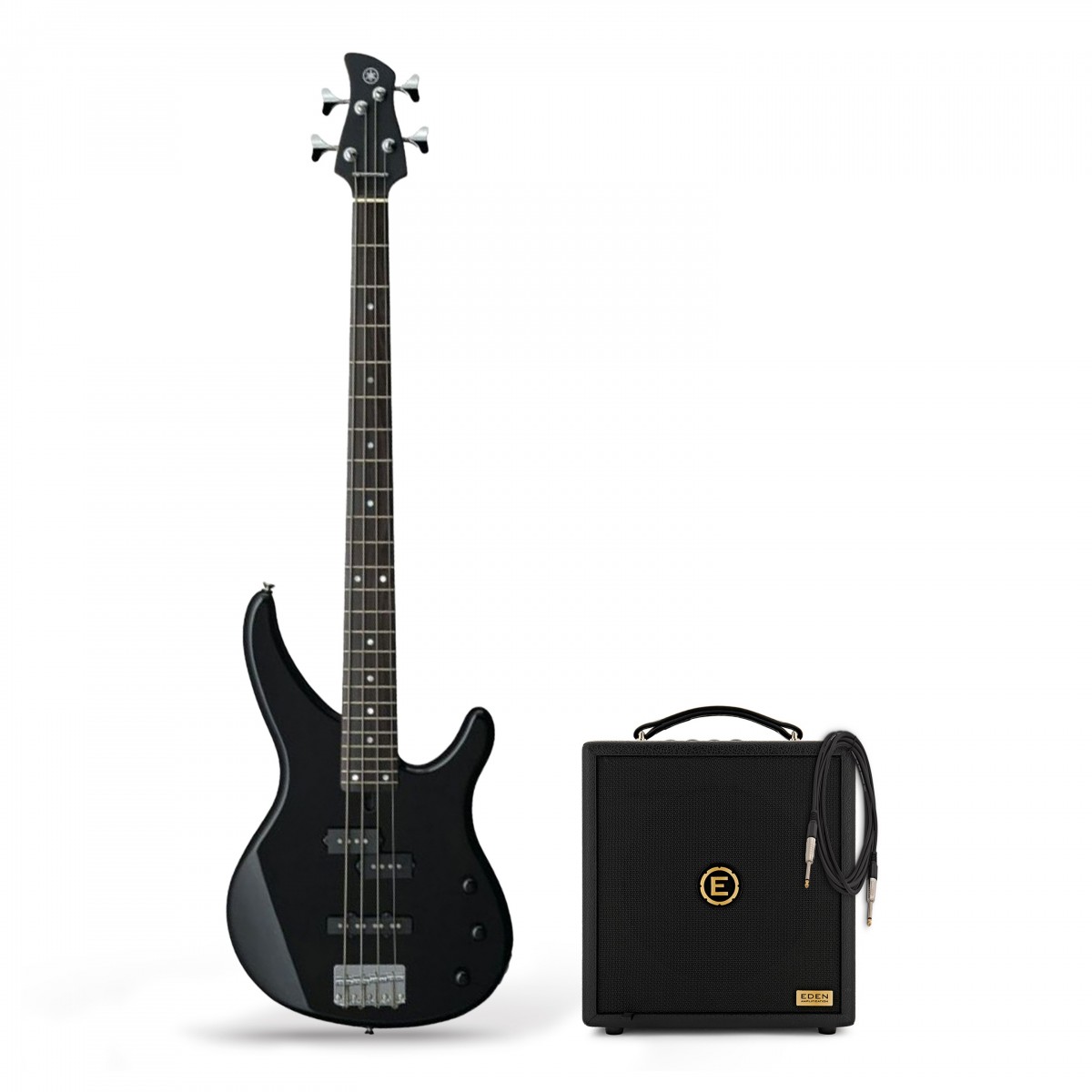 Yamaha TRBX174 Bass Guitar Black & Eden Orbiter 8 Combo Amp