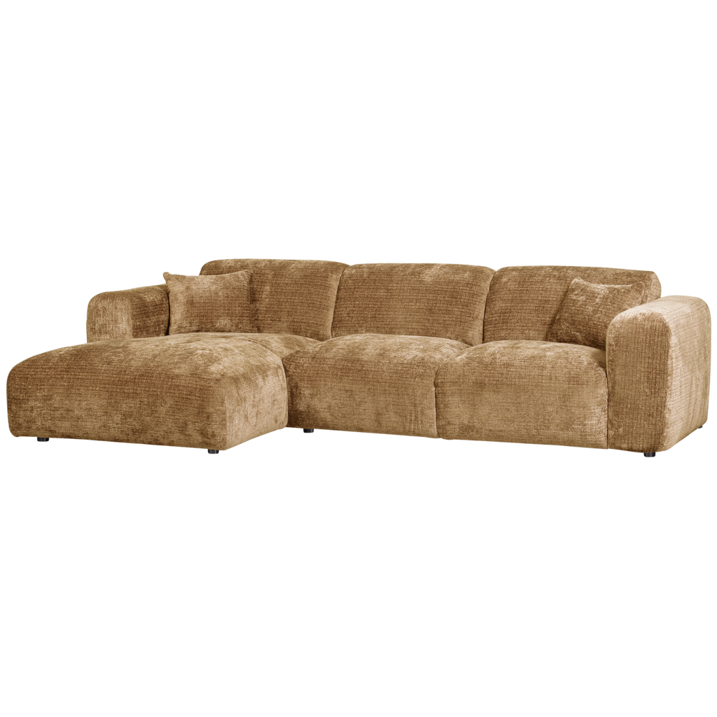 WOOOD Cloud Chaise Longue Links Geweven Chenille Honing Geel