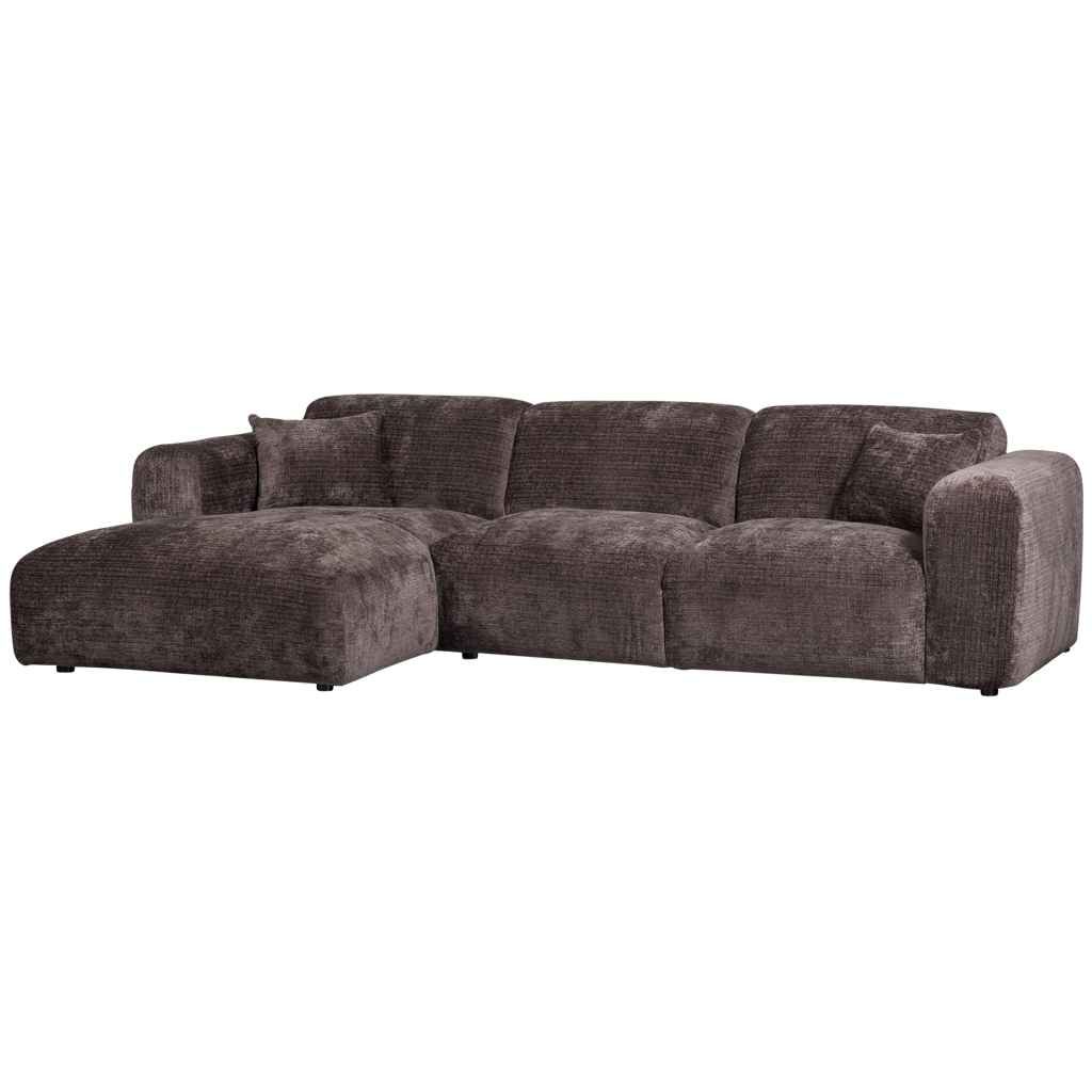 WOOOD Cloud Chaise Longue Links Geweven Chenille Warm Bruin