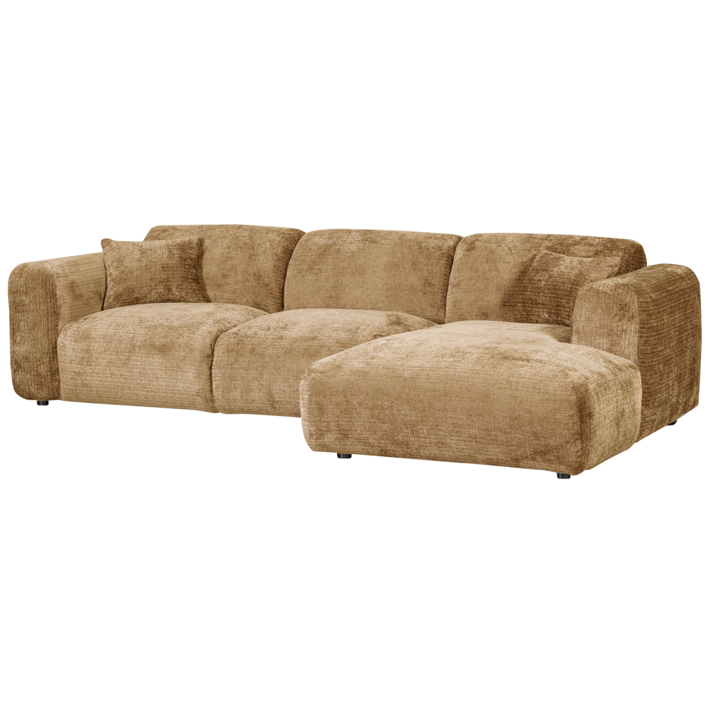 WOOOD Cloud Chaise Longue Rechts Geweven Chenille Honing Geel