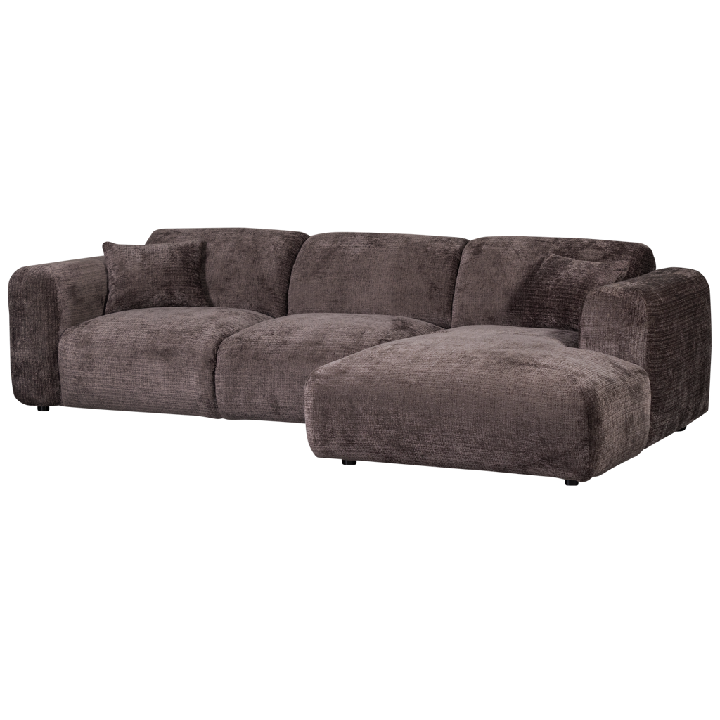 WOOOD Cloud Chaise Longue Rechts Geweven Chenille Warm Bruin