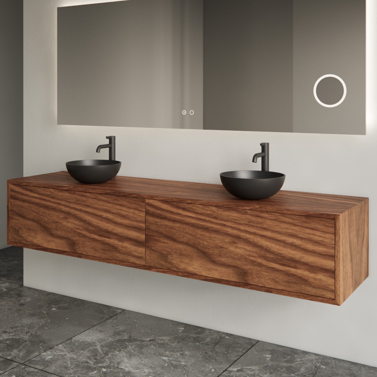 Gliss Design Gliss Desgin Joa badmeubel met 2 lades 180cm walnut