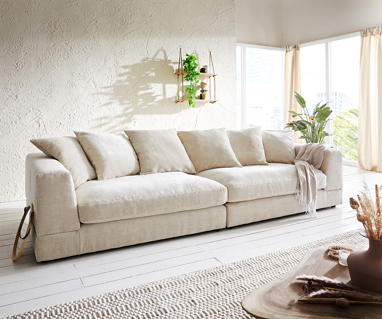 DELIFE Big-Sofa Justo 310x110 cm Chenille Beige