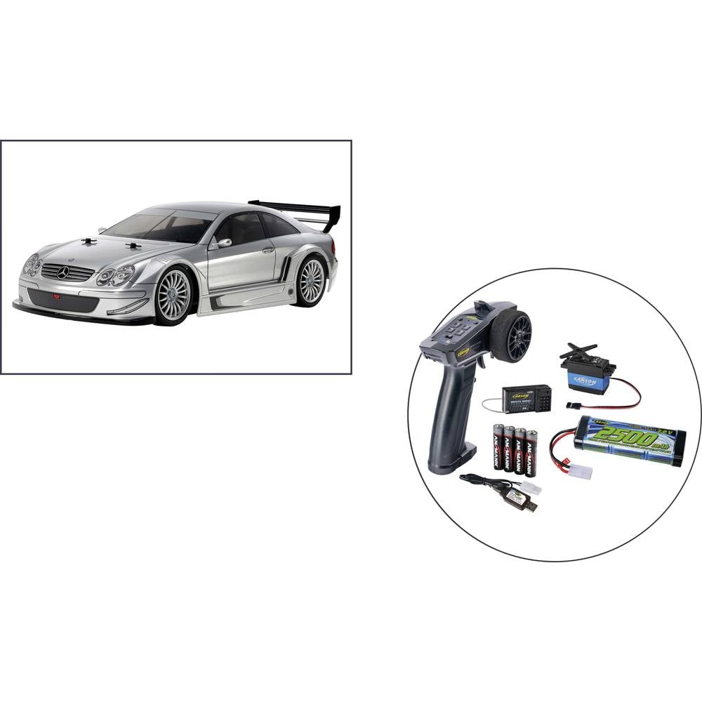 Tamiya 1:10 RC auto Elektro Straatmodel  1:10 RC M-B CLK AMG Silber Start RTR SET Zilver (mat) 4WD 100% RTR TT-02 2,4 GHz Incl. batterijen, Incl. accu,