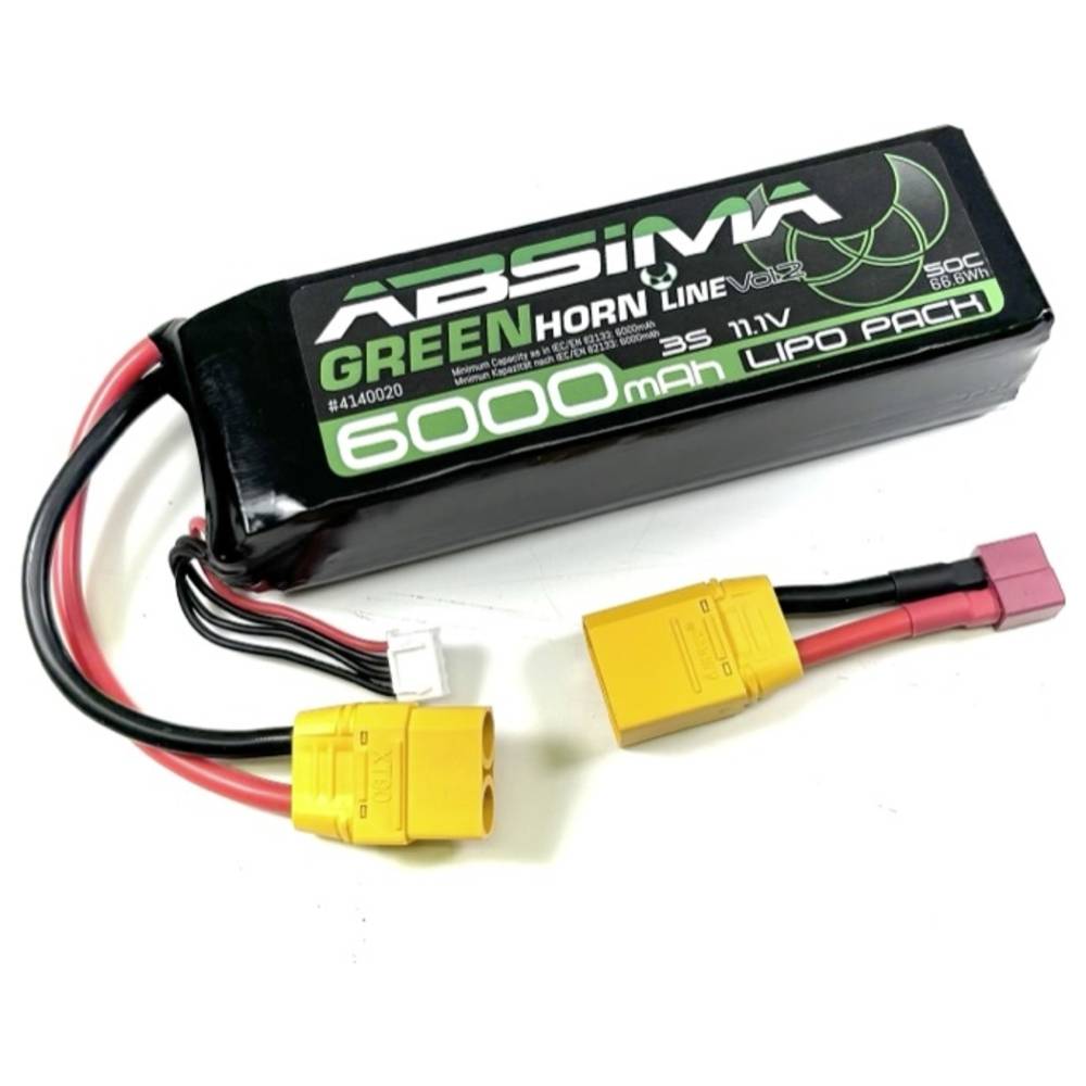 Absima LiPo accupack 11.1 V 6000 mAh Aantal cellen: 3 50 C Stick XT90