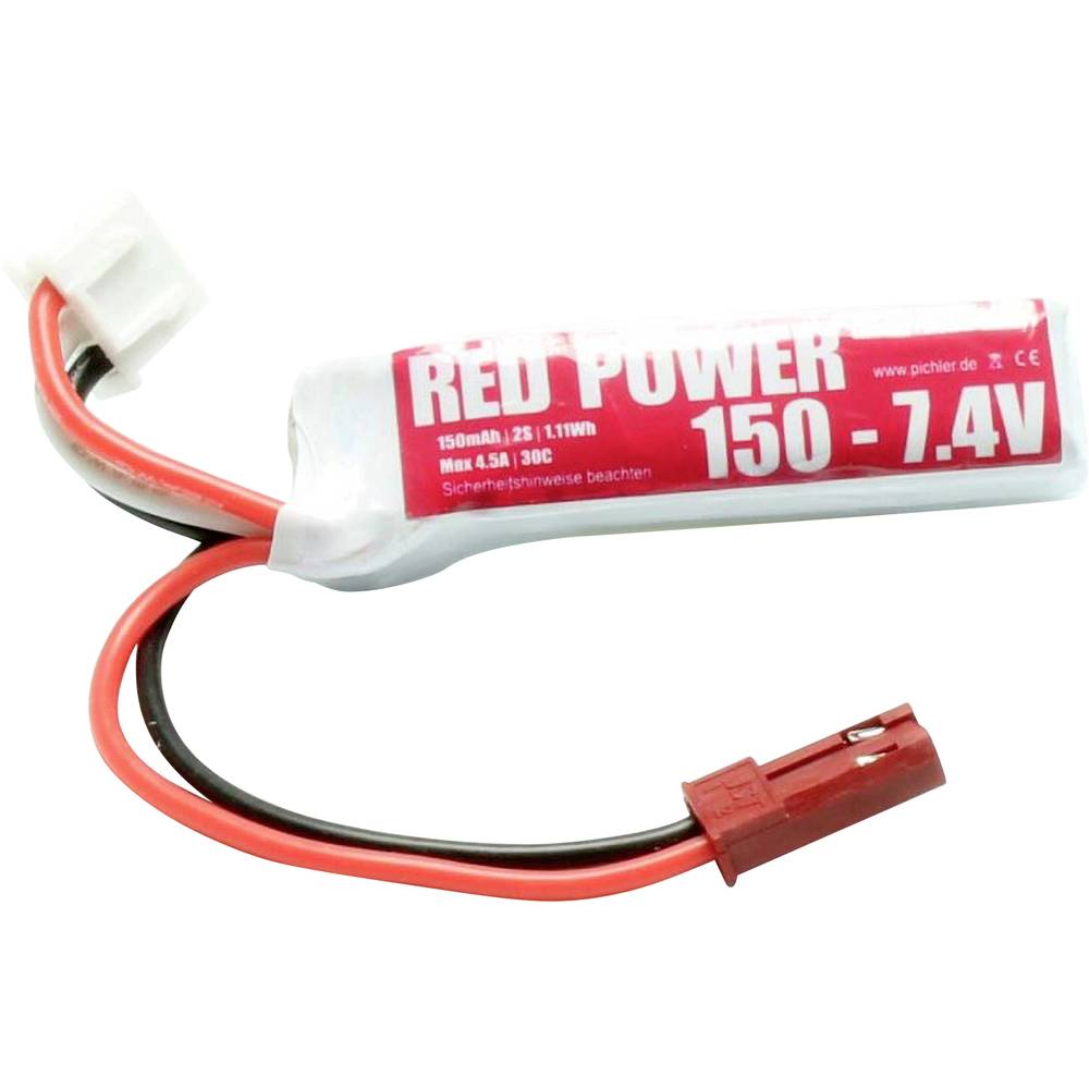 Red Power LiPo accupack 7.4 V 150 mAh Softcase JST