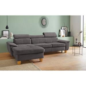 Exxpo - sofa fashion Hoekbank Enya inclusief verstelbare hoofdsteun, naar keuze met slaapfunctie en bedkist