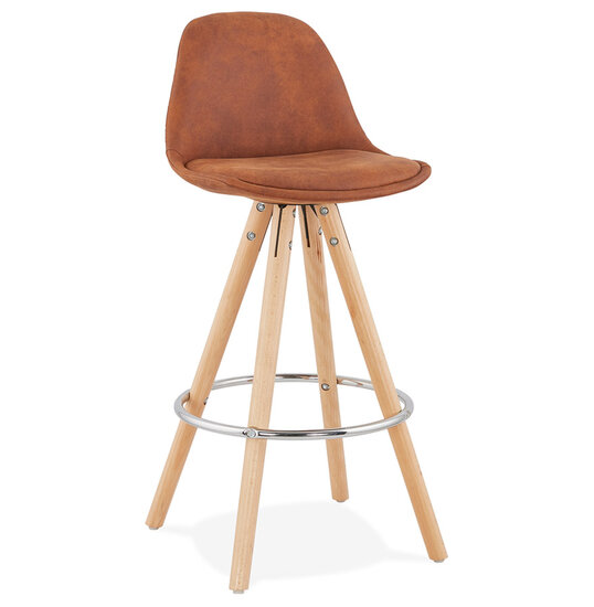 Meubelen-Online Counter chair barkruk Parijs stof bruin met naturel poten