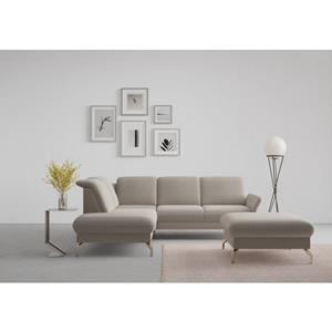 Sit&more Hoekbank Fashion L-vorm naar keuze met verstelbare hoofdsteun, uittrekzitting, motorisch, nikkel poten