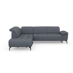 Sit&more Hoekbank Blauw naar keuze met verstelbare hoofdsteun en uittrekzitting motorisch