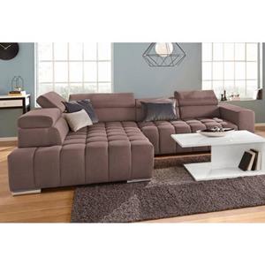 Exxpo - sofa fashion Hoekbank Elias, actuele kruissteek in de zitting, comfortabel, L-vorm met verstelbare hoofdsteun resp. rugleuning, naar keuze met slaapfunctie