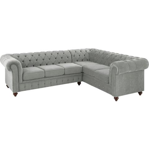 Home affaire Chesterfield-bank Duc hoogwaardige capitonnage achter, fluwelige look met changerende look