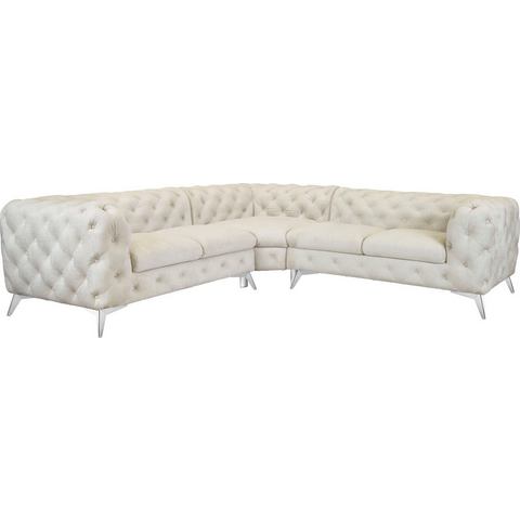 Leonique Chesterfield-bank Glynis luxueuze capitonnage, moderne chesterfield look, kleur van de poten ter keuze