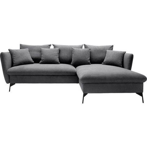 Andas Hoekbank Livorno Slaapfunctie en bedlade (139/224 cm), fluweel, structuur, geweven stof