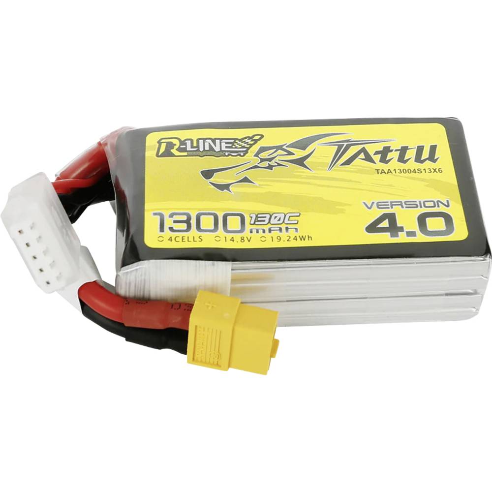 Tattu LiPo accupack 14.8 V 1300 mAh Aantal cellen: 4 130 C Block XT60