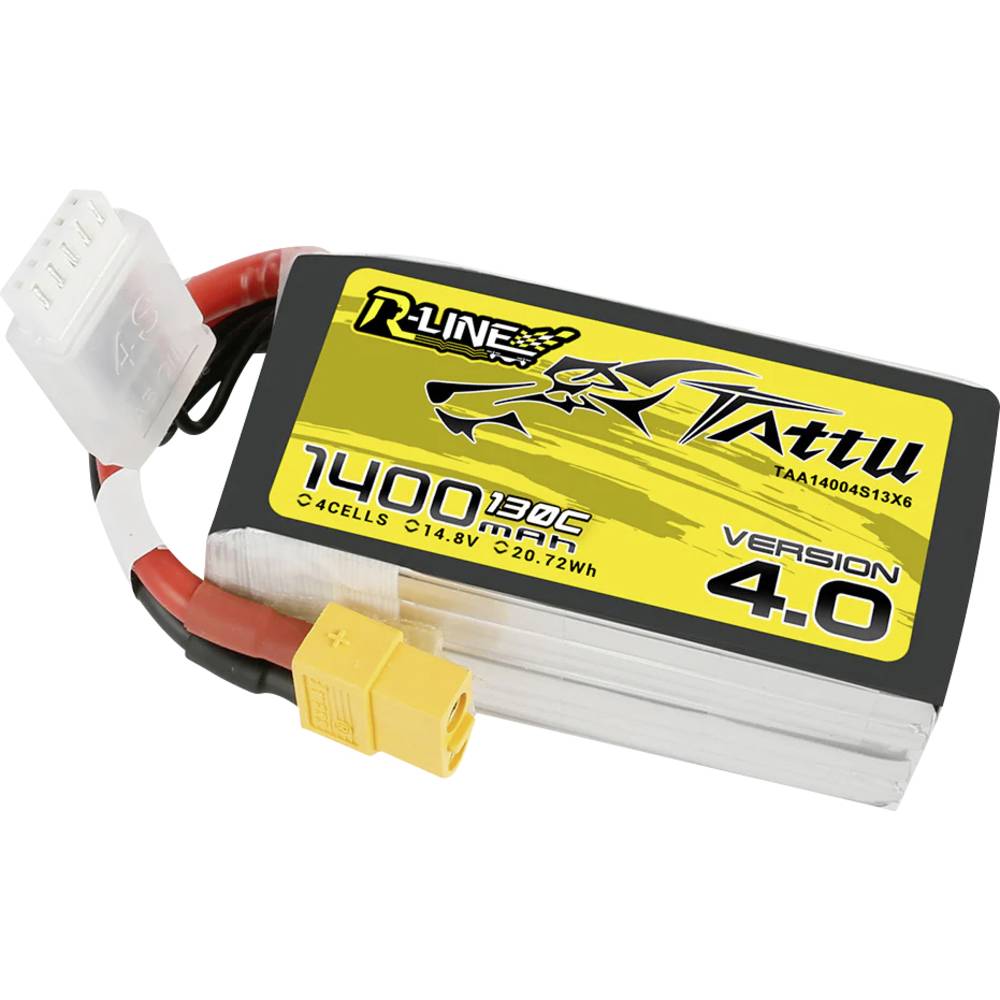 Tattu LiPo accupack 14.8 V 1400 mAh Aantal cellen: 4 130 C Block XT60