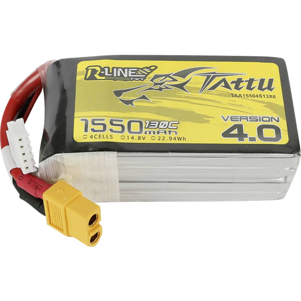 Tattu LiPo accupack 14.8 V 1550 mAh Aantal cellen: 4 130 C Block XT60