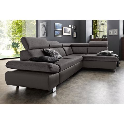 Exxpo - sofa fashion Hoekbank Happy, incl. hoofd- en armleuningverstelling, L-vorm