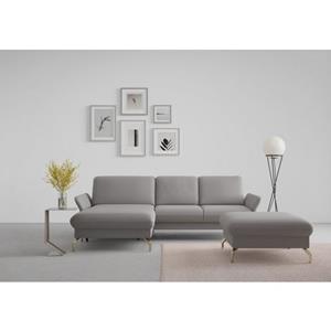 Sit&more Hoekbank Fashion L-vorm naar keuze met verstelbare hoofdsteun, uittrekzitting, motorisch, nikkel poten
