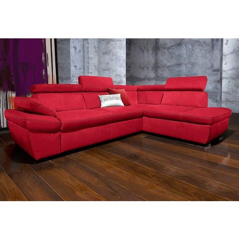 Exxpo - sofa fashion Hoekbank Salerno, klassieke moderne functionele bank, hoog zitcomfort, L-vorm inclusief verstelbare hoofdsteun en armleuning, naar keuze met slaapfunctie