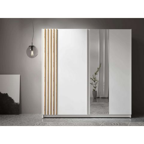 INOSIGN Kledingkast Charisy met 4 inlegplanken en kledingstang Garderobe met 2 schuifdeuren en lamellen, B/H/D 200/198,5/62 cm