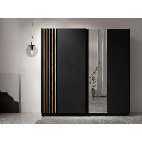 INOSIGN Kledingkast Charisy met 4 inlegplanken en kledingstang Garderobe met 2 schuifdeuren en lamellen, B/H/D 200/198,5/62 cm