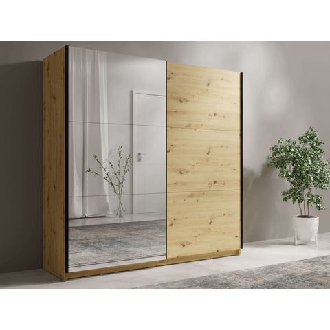 INOSIGN Kledingkast Fresno met 5 planken en kledingstang Garderobe met 2 schuifdeuren, B/H/D 200/207/62 cm