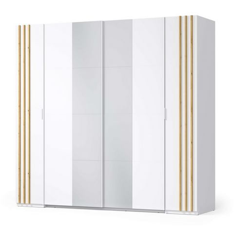 INOSIGN Kledingkast Calera met spiegel, 10 inlegplanken en kledingstang Garderobe met 2 schuifdeuren en 2 draaideuren, BxHxD 219,6x207,5x62 cm