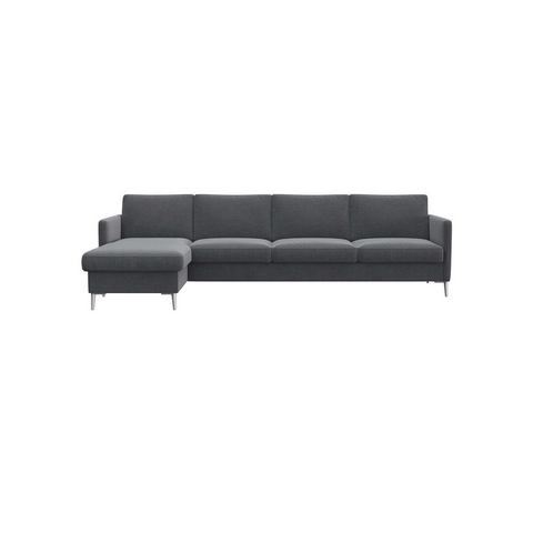 FLEXLUX Hoekbank Fiore, L-vorm smalle armleuningen, aluminium poten