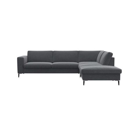 FLEXLUX Hoekbank Fiore, L-vorm brede armleuningen, aluminium + zwarte poten