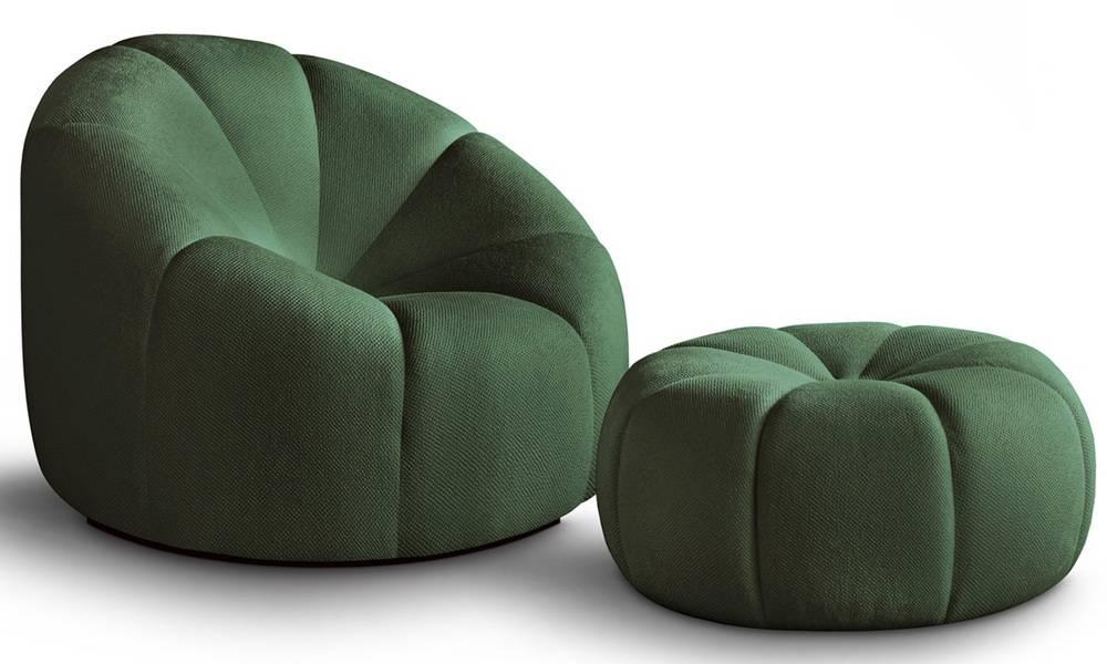 NADUVI Collection Fauteuil met poef Plush | 
