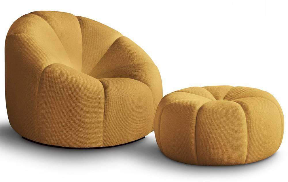 NADUVI Collection Fauteuil met poef Plush | 