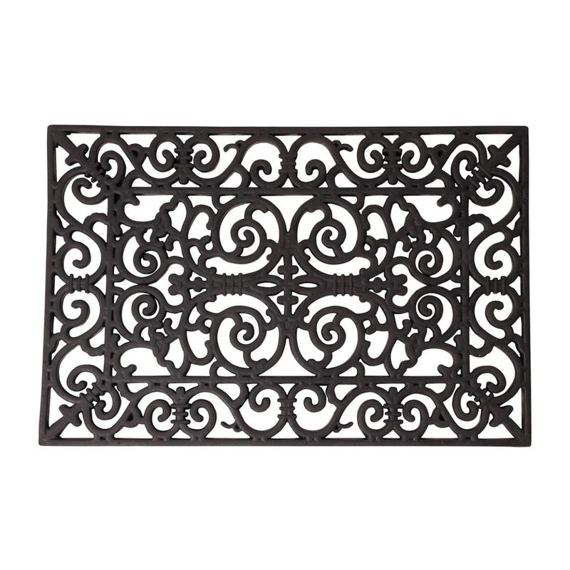 Esschert Design Deurmat - 2x - klassiek patroon - 70 x cm - rubber - schoonloopmat -