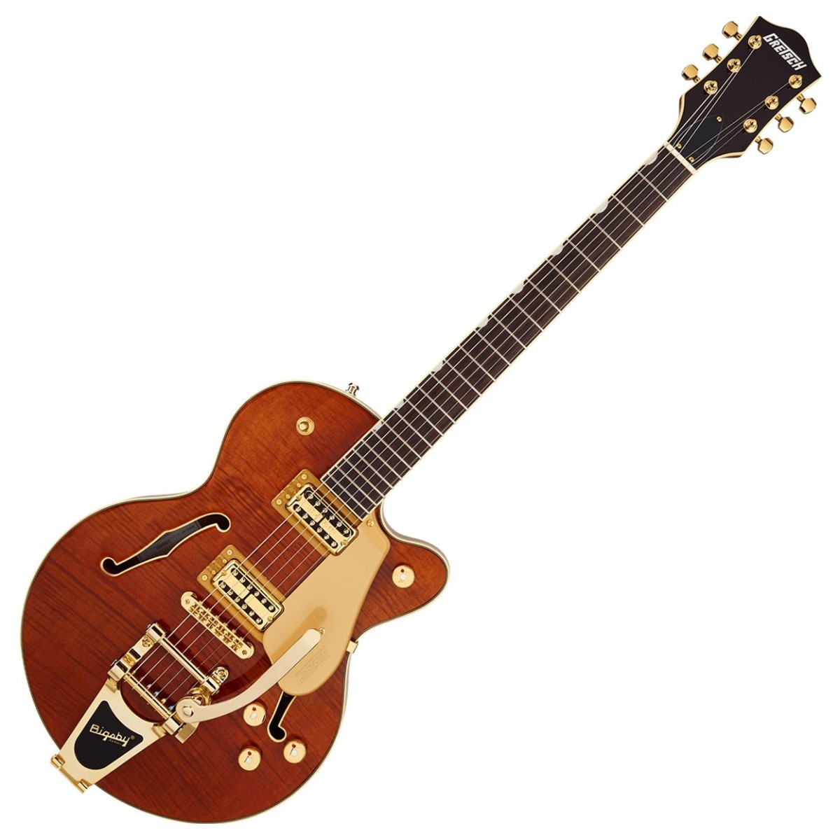 Gretsch Electromatic LTD Flame Okoume Broadkaster Jr. Single -Cut with Bigsby Roundup Orange
