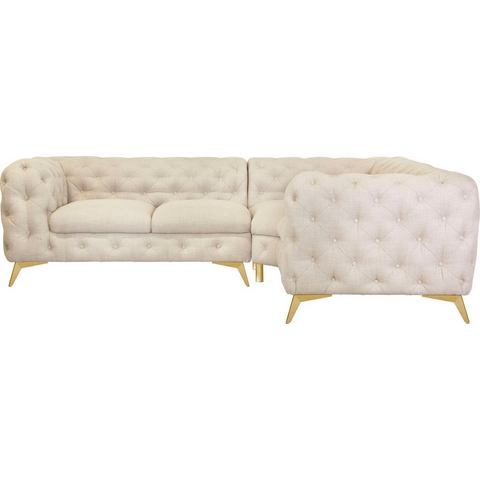 Leonique Chesterfield-bank Glynis luxueuze capitonnage, moderne chesterfield look, kleur van de poten ter keuze