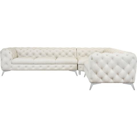 Leonique Chesterfield-bank Glynis luxueuze capitonnage, moderne chesterfield look, kleur van de poten ter keuze