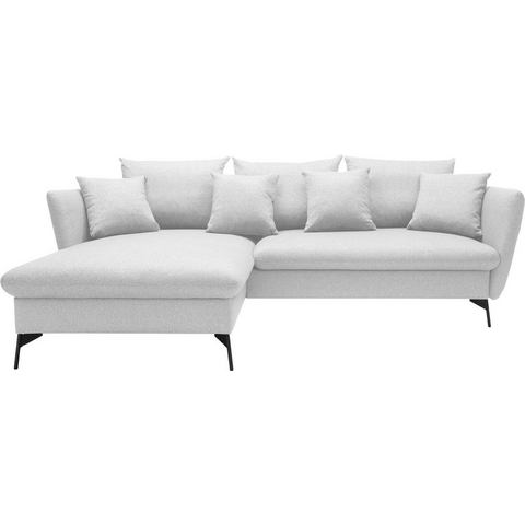 Andas Hoekbank Livorno Slaapfunctie en bedlade (139/224 cm), fluweel, structuur, geweven stof