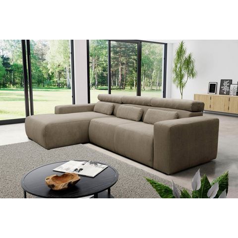 DOMO collection Hoekbank BRANDON met hoofdsteunverstelling, optionele zitdiepteverstelling, l-vormig