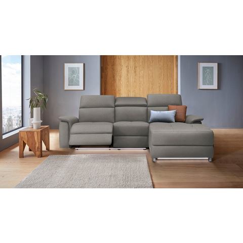 Places of Style Hoekbank Pareli, L-model, 259 cm, met récamier, echt leer, imitatieleer, weefstof