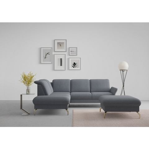 Sit&more Hoekbank Fashion L-vorm naar keuze met verstelbare hoofdsteun, uittrekzitting, motorisch, nikkel poten