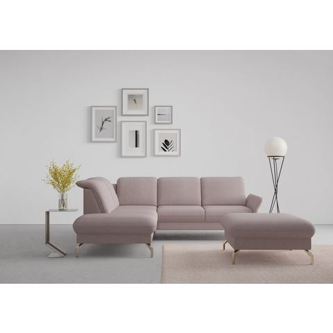 Sit&more Hoekbank Fashion L-vorm naar keuze met verstelbare hoofdsteun, uittrekzitting, motorisch, nikkel poten