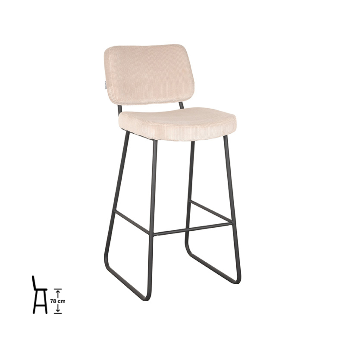 Het Steigerhouthuis LABEL51 Barkruk Noah - Naturel - Ribcord - Zithoogte 78