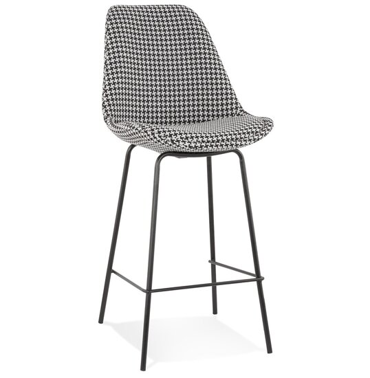 Alterego Counter chair Barkruk Spark - Pied-De-Poule-Stof - Zwarte Metalen Poten