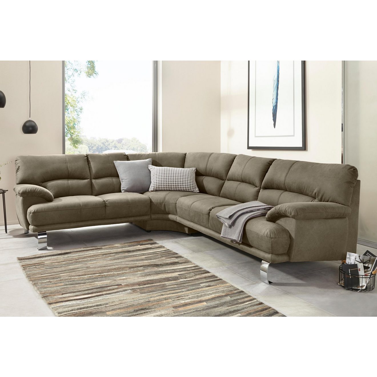TRENDMANUFAKTUR Hoekbank Cecilia II, in Italiaans design, comfortabel, hoog zitcomfort, L-vorm