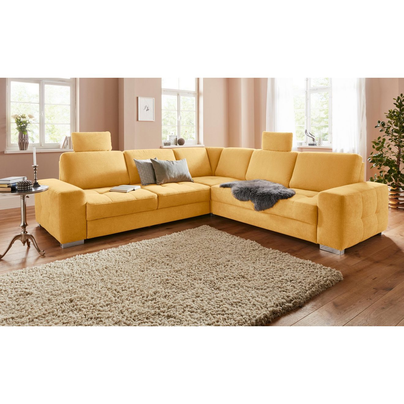 Sit&more Hoekbank Santorini L-vorm met binnenvering en zitdiepteverstelling, naar keuze met slaapfunctie