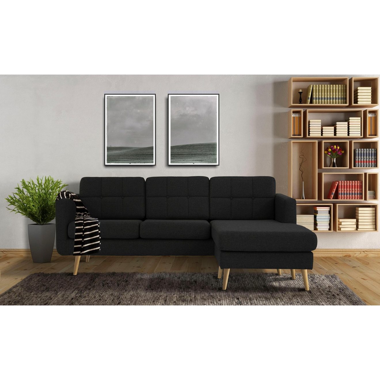 Home affaire Hoekbank Brest met capitonnage en stiksels achter, strak design